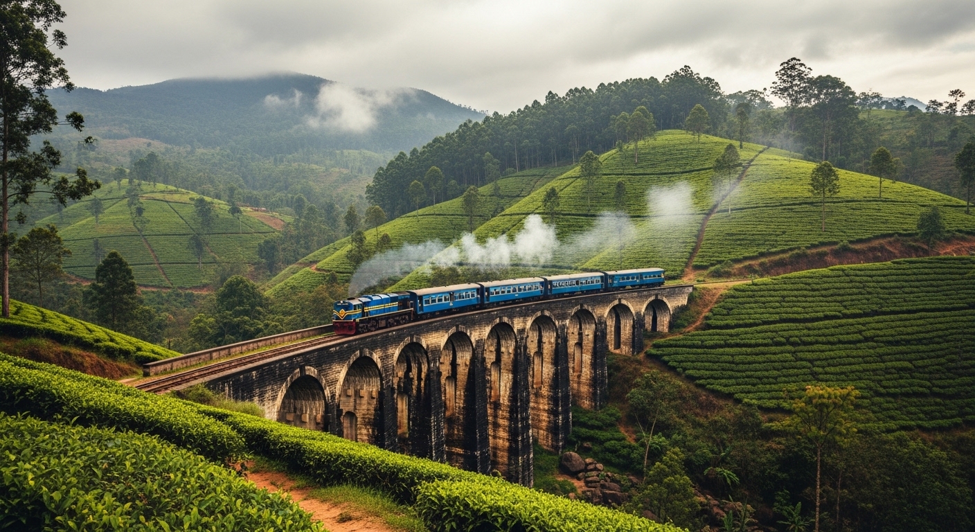 A breathtaking scenic view of the iconic Nine Arch Bridge in Badulla